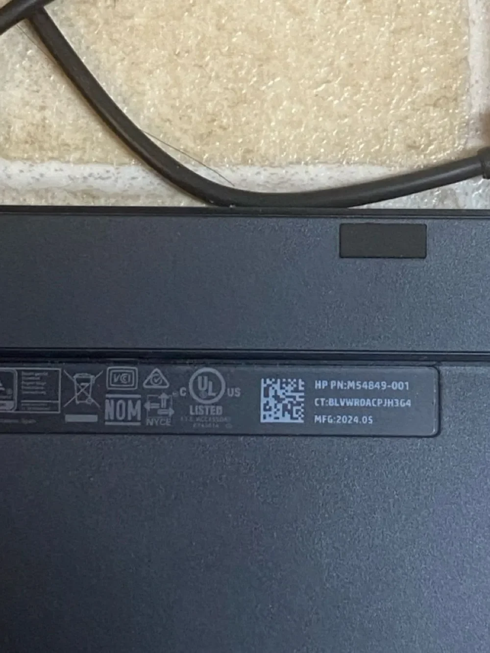 HP Slim Black Wired USB Full-Size Keyboard with Numeric Keypad